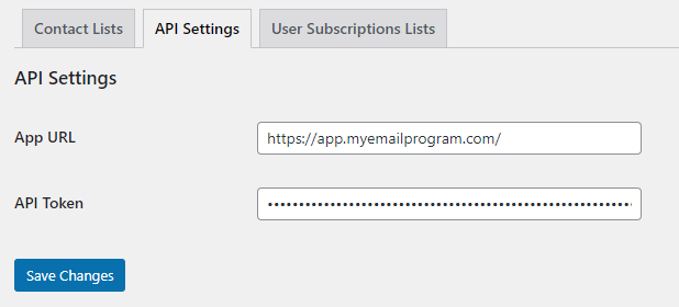 My Email Program API Key WordPress Plugin