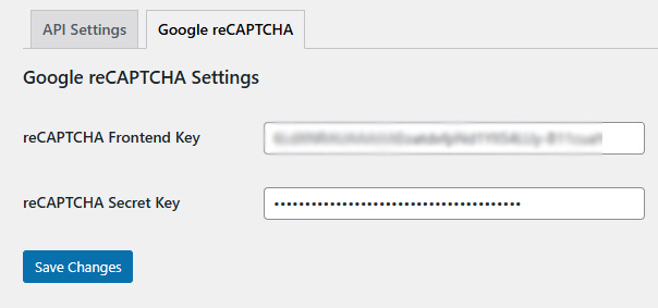MEP Forms reCaptcha settings MEP Forms reCaptcha settings
